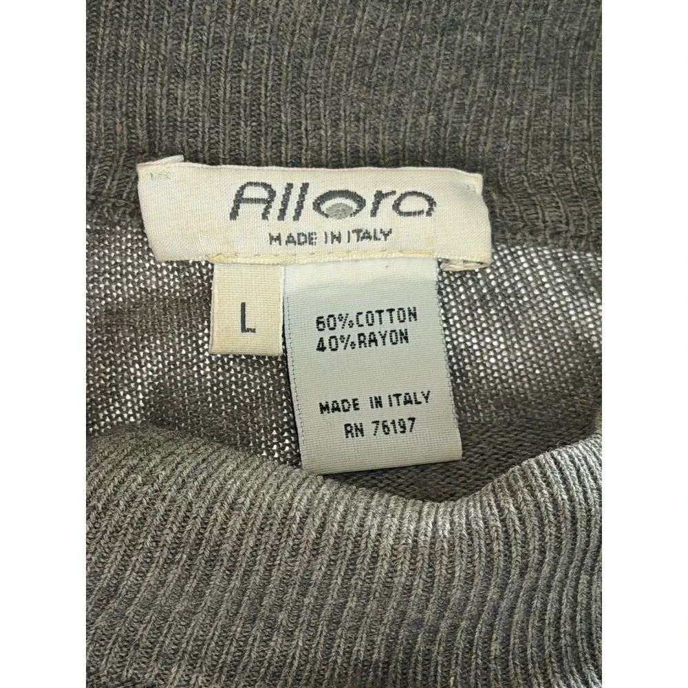 Alora Italy crewneck / low mock-neck Sweater Pullover think ribbed trim Sz L